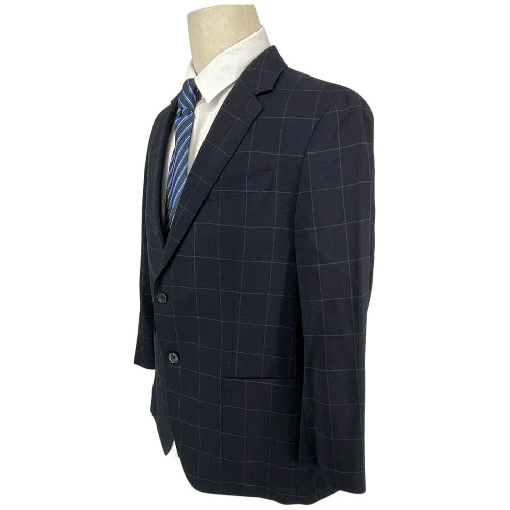 Banana Republic Mens 44R Slim Performance Smart Weight Wool Navy Blazer‎ Jacket